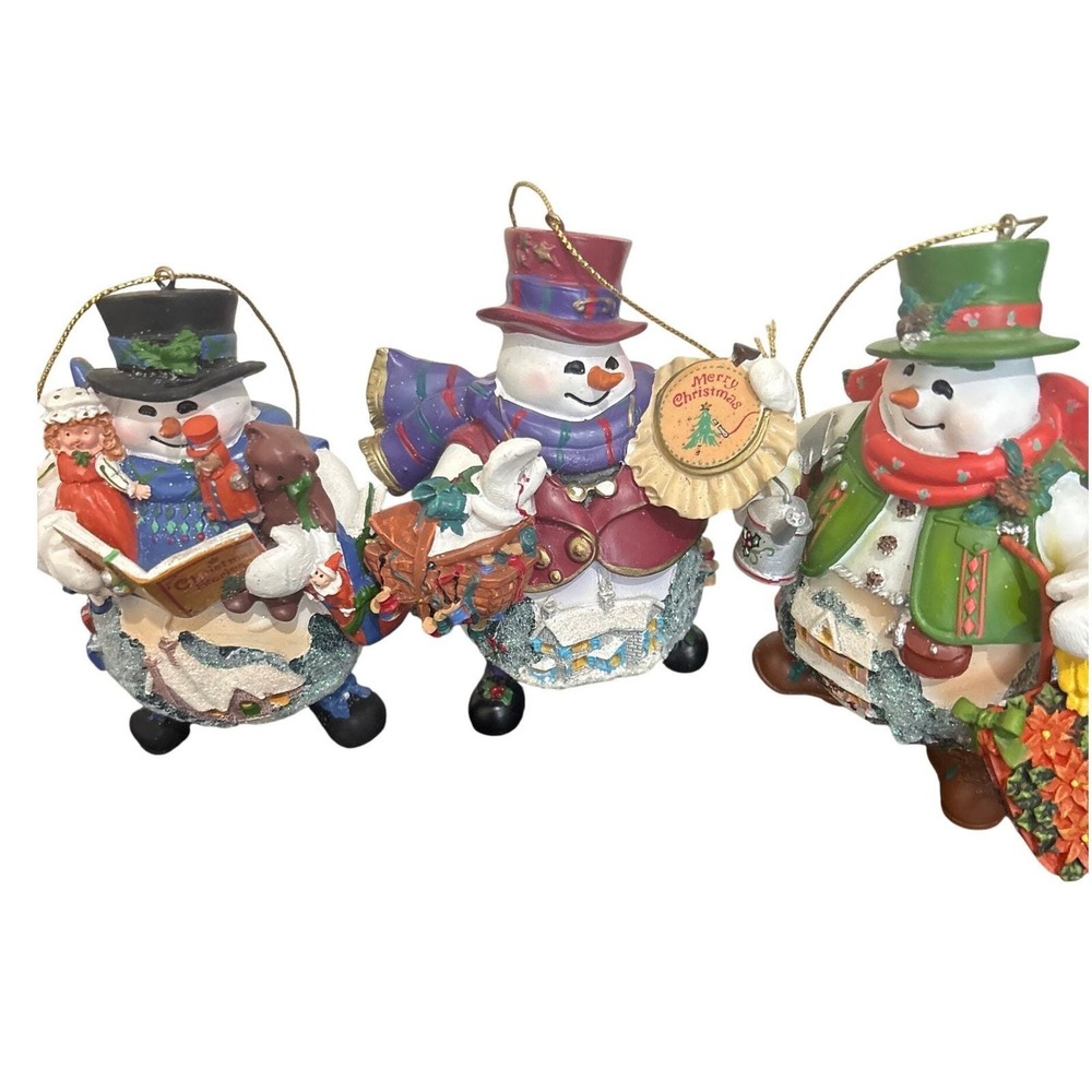 Ashton Drake Galleries Snowman Ornaments Thomas Kinkade Handspun Love Set of 3
